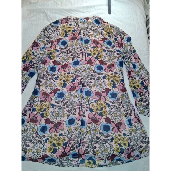 Speechless Retro Floral Dress Georgette Mod Long Bell Sleeves Pink XL - Picture 2 of 4